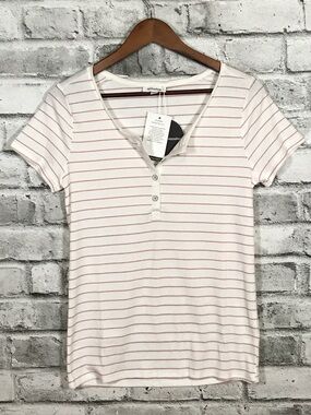 NWT.Mittoshop Striped Henley Short Sleeve Tee
